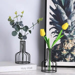 Black Wrought Iron Hydroponic Glass Flower Decoration - no Fake Flowers - Gold - Home & Garden > Decor > Vases & Table