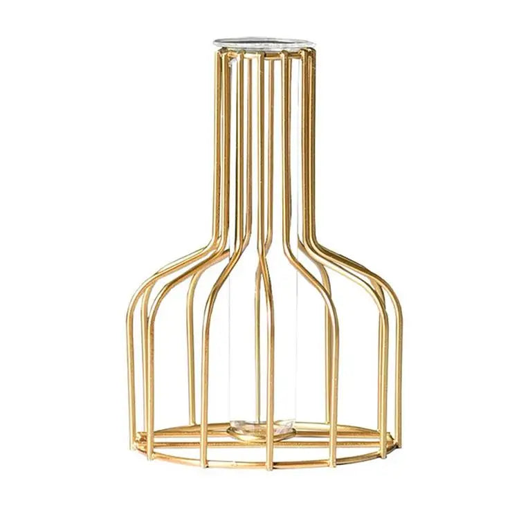 Black Wrought Iron Hydroponic Glass Flower Decoration - no Fake Flowers - Gold - Home & Garden > Decor > Vases & Table