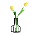 Black Wrought Iron Hydroponic Glass Flower Decoration - no Fake Flowers - Black - Home & Garden > Decor > Vases & Table