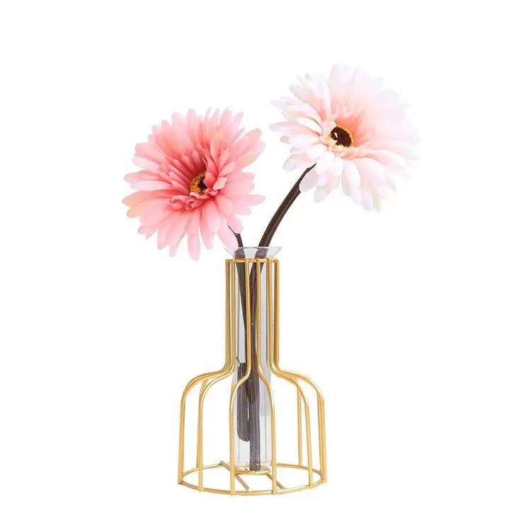 Black Wrought Iron Hydroponic Glass Flower Decoration - no Fake Flowers - Gold - Home & Garden > Decor > Vases & Table