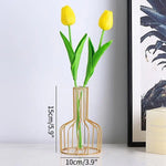 Black Wrought Iron Hydroponic Glass Flower Decoration - no Fake Flowers - Black - Home & Garden > Decor > Vases & Table