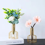 Black Wrought Iron Hydroponic Glass Flower Decoration - no Fake Flowers - Gold - Home & Garden > Decor > Vases & Table
