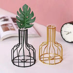 Black Wrought Iron Hydroponic Glass Flower Decoration - no Fake Flowers - Gold - Home & Garden > Decor > Vases & Table