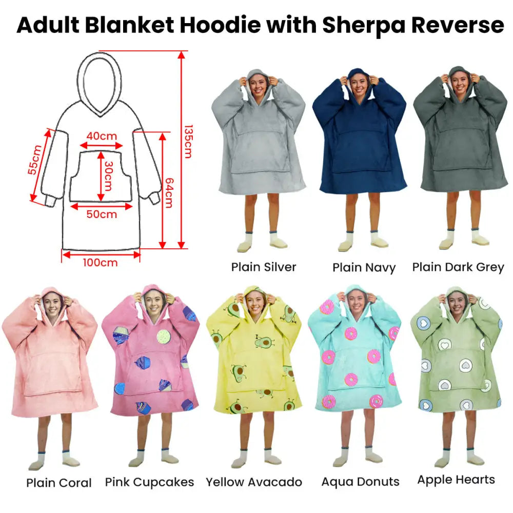 Blanket Hoodie with Sherpa Reverse Aqua Donuts - Home & Garden > Bedding