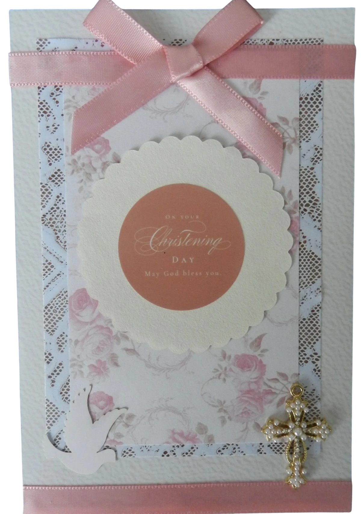 Vintage Baby Girl Christening Greeting Card – Design A by The Vintage Card Boutique