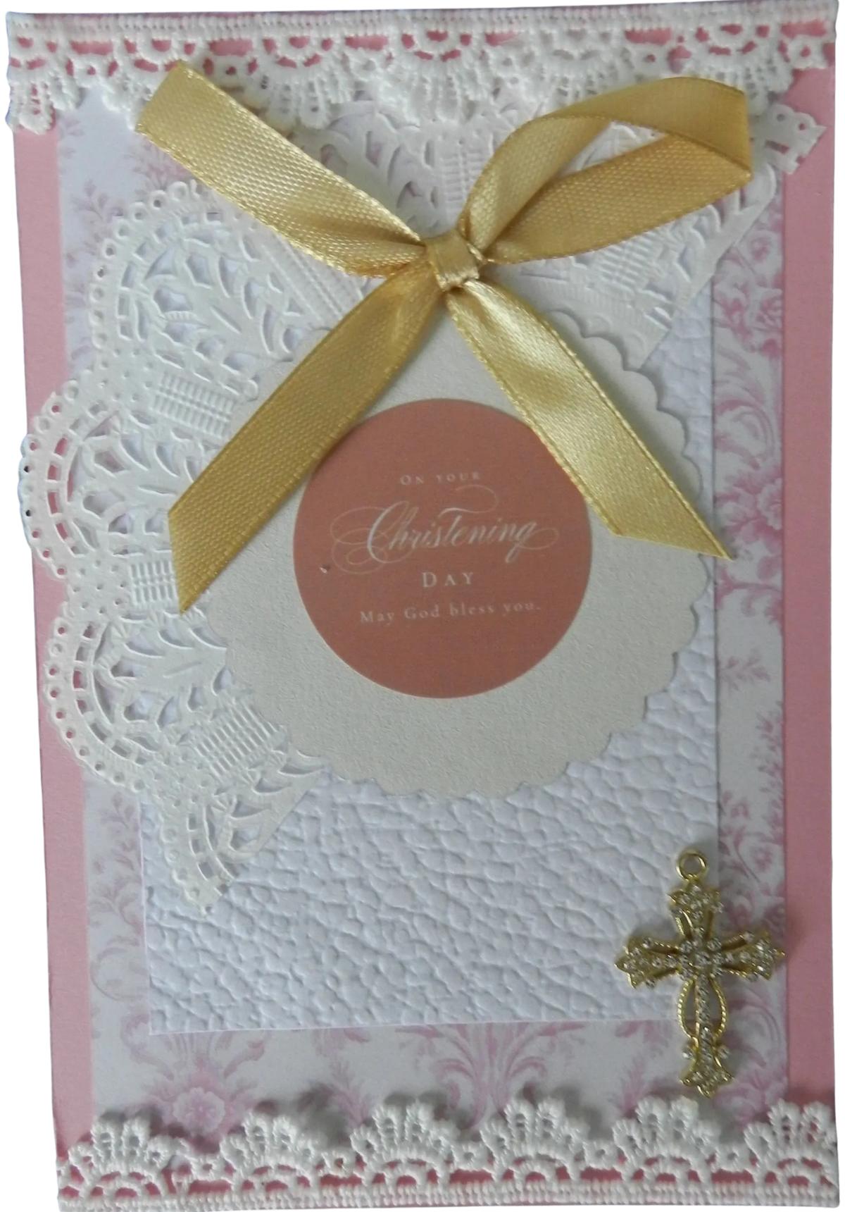 Vintage Baby Girl Christening Greeting Card – Design B by The Vintage Card Boutique