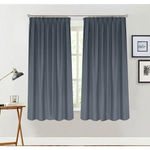 Blockout Curtains 260x160cm Drop PINCH PLEAT + Hooks High Level Fabric Grey Blue - Home & Garden > Curtains > Curtains