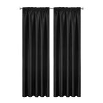 Blockout Curtains 2pcs 137x160cm PINCH PLEAT Blackout High Level Fabric Black - Home & Garden > Curtains > Curtains &