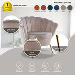 Bloomer Velvet Fabric Accent Sofa Love Chair - Beige - Furniture > Sofas