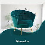 Bloomer Velvet Fabric Accent Sofa Love Chair - Green - Furniture > Sofas
