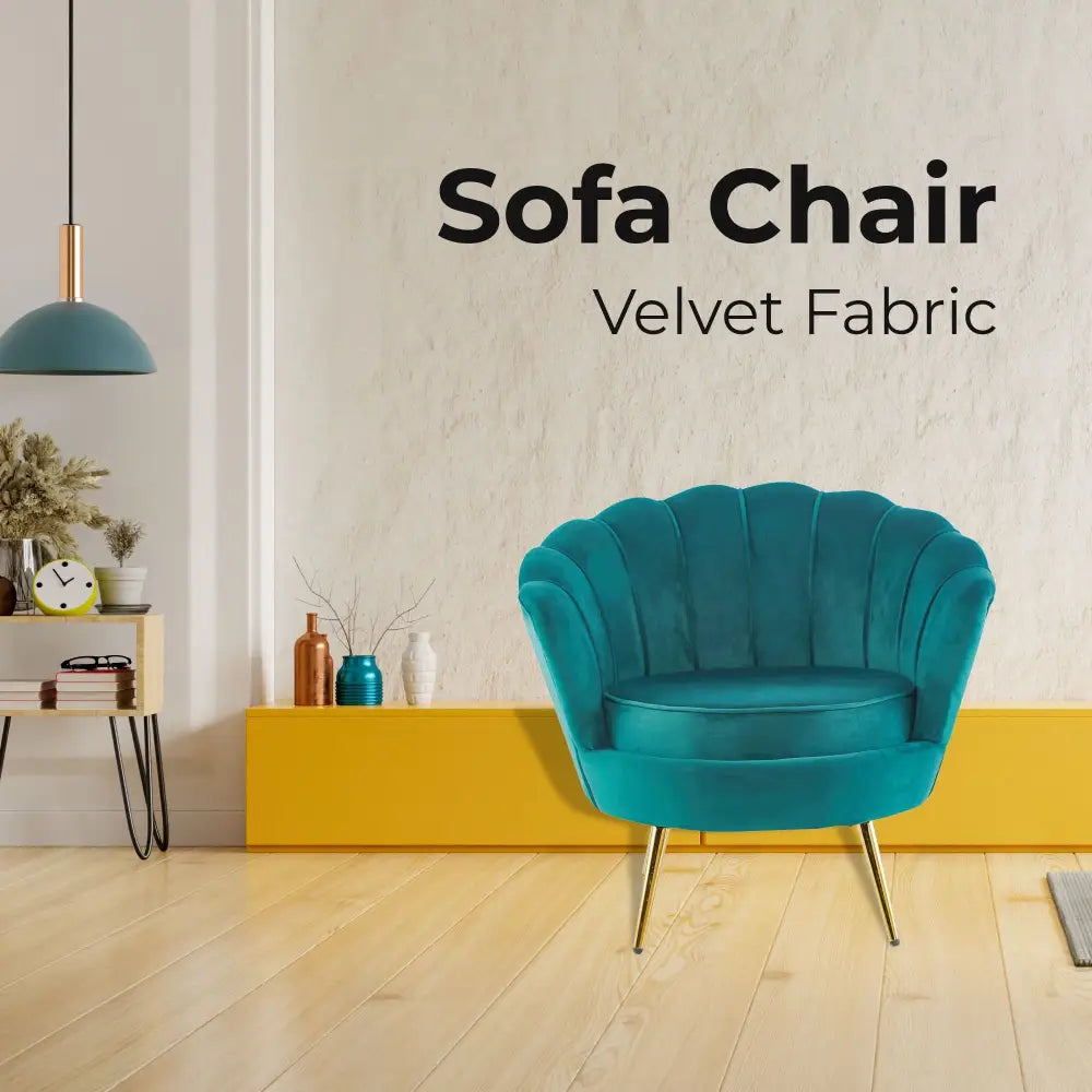 Bloomer Velvet Fabric Accent Sofa Love Chair - Green - Furniture > Sofas