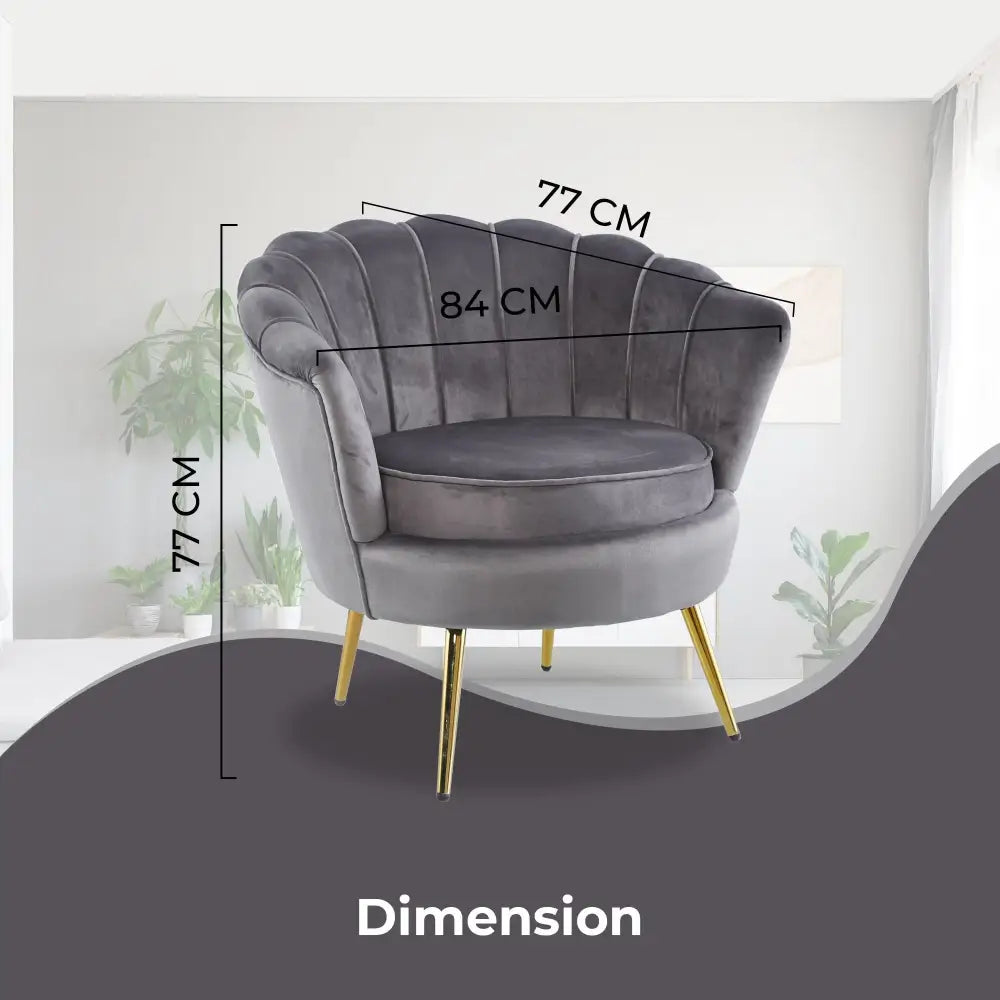 Bloomer Velvet Fabric Accent Sofa Love Chair - Grey - Furniture > Sofas