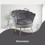 Bloomer Velvet Fabric Accent Sofa Love Chair - Grey - Furniture > Sofas