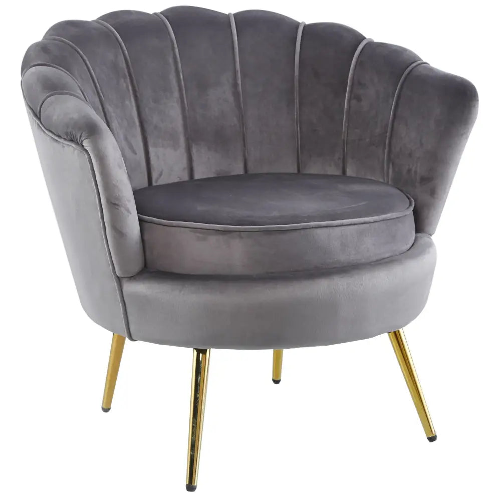 Bloomer Velvet Fabric Accent Sofa Love Chair - Grey - Furniture > Sofas