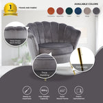 Bloomer Velvet Fabric Accent Sofa Love Chair - Grey - Furniture > Sofas