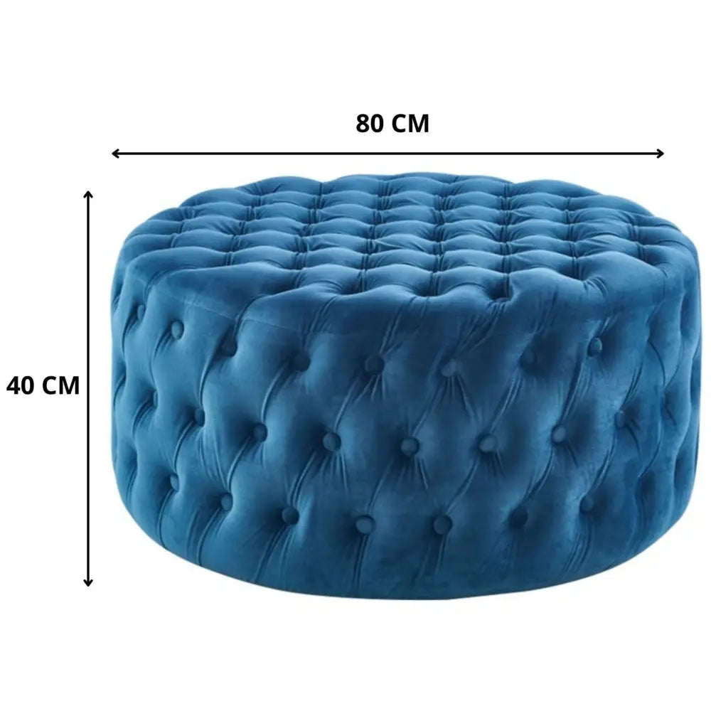 Bloomer Velvet Fabric Accent Sofa Love Chair Round Ottoman Set - Blue - Furniture > Bar Stools & Chairs > Arm Chairs &