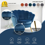 Bloomer Velvet Fabric Accent Sofa Love Chair Round Ottoman Set - Blue - Furniture > Bar Stools & Chairs > Arm Chairs &