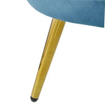 Bloomer Velvet Fabric Accent Sofa Love Chair Round Ottoman Set - Blue - Furniture > Bar Stools & Chairs > Arm Chairs &