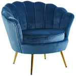 Bloomer Velvet Fabric Accent Sofa Love Chair Round Ottoman Set - Blue - Furniture > Bar Stools & Chairs > Arm Chairs &