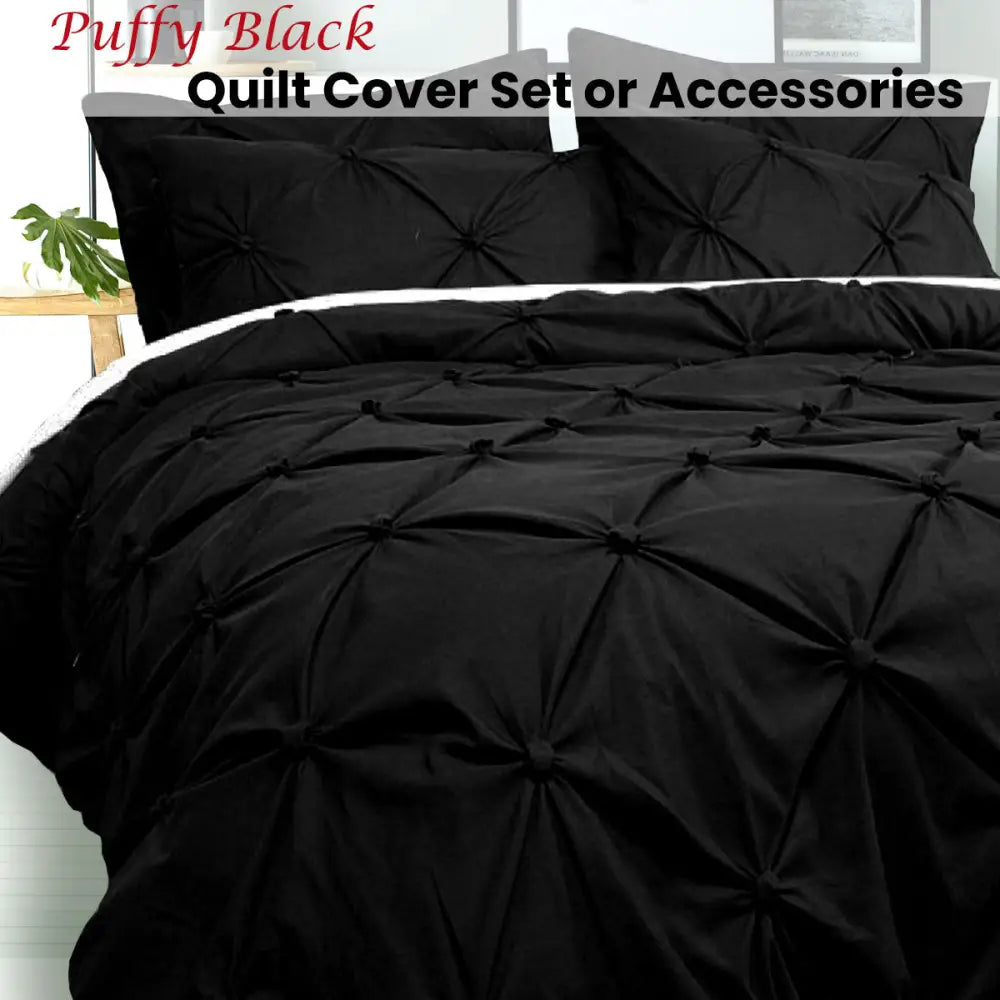 Bloomington Puffy Quilt Cover Set Black SUPER KING - Home & Garden > Bedding > Duvet Covers