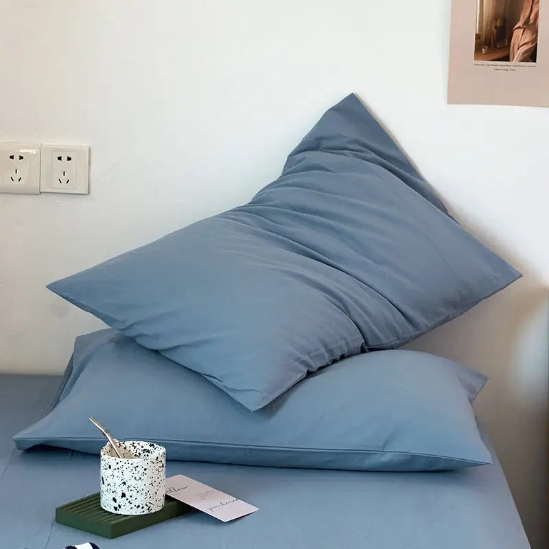 Blue 100% Cotton Pillowcase Set - Envelope Closure(without pillow core) - Home & Garden > Bedding > Pillowcases