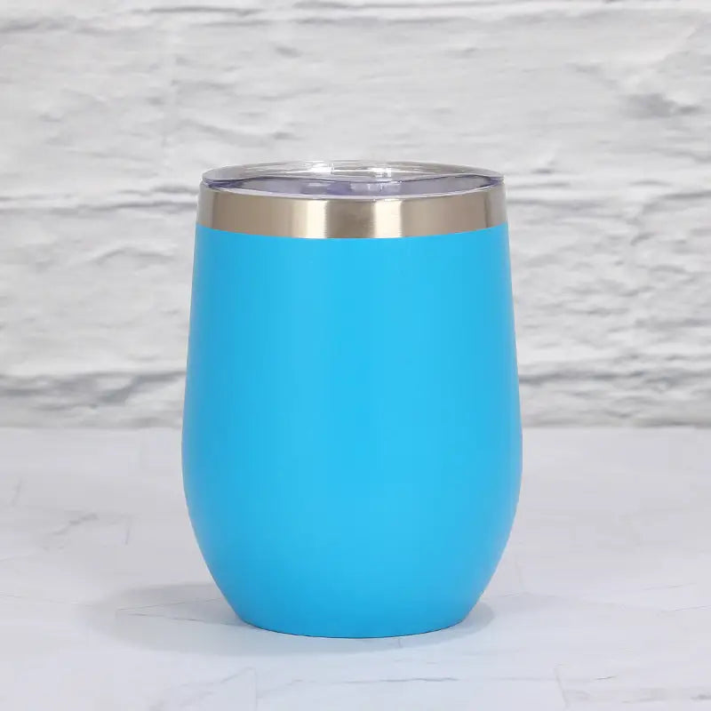 Blue 12oz Double-Wall Vacuum 304 Eggshell Cup - Mini Portable Insulated U-Shaped Cup Creative Small Beer Mug