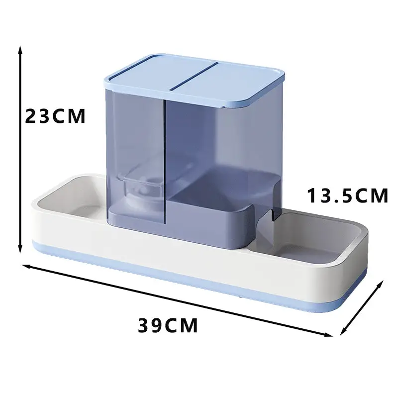 Blue 2-in-1 Automatic Pet Water and Food Dispenser - Gravity Feeder for Cats and Dogs - Pet Care > Cat Supplies > Cat