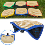 Blue and Khaki Heavy Duty Jute Dog Bite Pillow - Professional Training Tug Toy with 3 Handles for Schutzhund K9 Agility