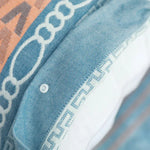 Blue B pattern Snap-On Cotton Gauze Pillowcase Set - Full Coverage Non-Slip Easy Closure (One pair without pillow core)
