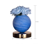 Blue Dreamy Rose Planet Lamp Night Light - Elegant 21cm USB-Charged 3-Color Touch Dimming Decor Gift - Home & Garden >