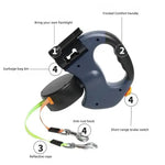 Blue Dual Retractable Dog Leash | 2-in-1 Automatic Pet Leash for Walking Two Dogs Simultaneously - Pet Care > Dog