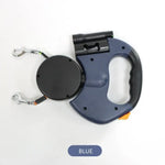 Blue Dual Retractable Dog Leash | 2-in-1 Automatic Pet Leash for Walking Two Dogs Simultaneously - Pet Care > Dog