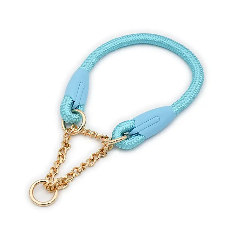 Blue Durable Nylon P-Collar Dog Training Set - Heavy Duty Leash & Martingale Collar (Size: XL) - Pet Care > Dog