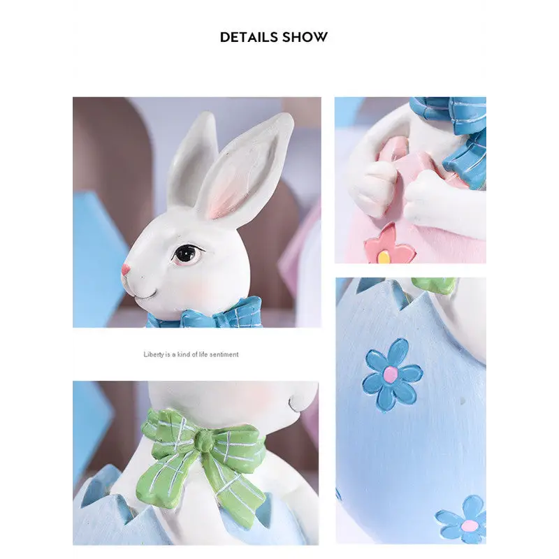 Blue Easter Rabbit Egg Resin Decoration - Charming Festive Gift for Kids’ Rooms and Holidays - Home & Garden > Decor >