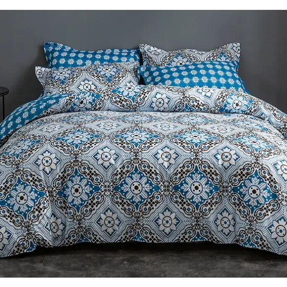 Blue Floral Duvet Cover - 3 Piece Bedding Set (with Corner Ties)Quilt cover 230cm x 265cm pillowcase 51 x 92cm - Home &