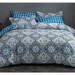 Blue Floral Duvet Cover - 3 Piece Bedding Set (with Corner Ties)Quilt cover 230cm x 230cm pillowcase 51 x 92cm - Home &