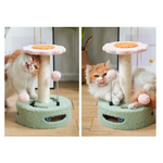 Blue-grey Interactive Cat Scratching Post with Playful Ball Toys Flower Design - 35cm Height 26cm Base - Pet Care > Cat