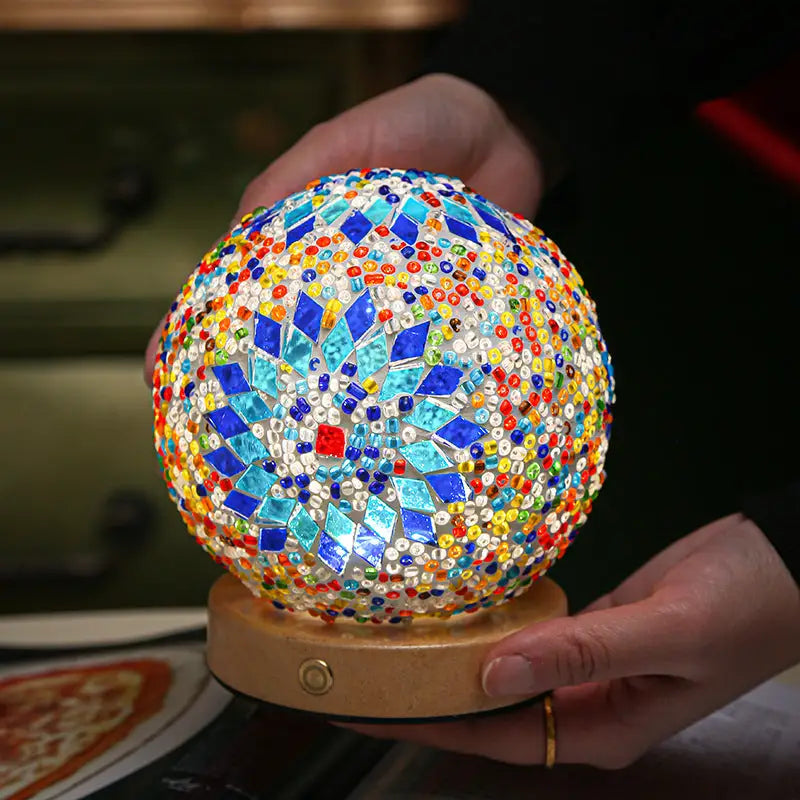 Blue Handmade Mosaic Glass Lamp - Vibrant Decorative Table Light - Home & Garden > Lighting > Night Lights & Ambient
