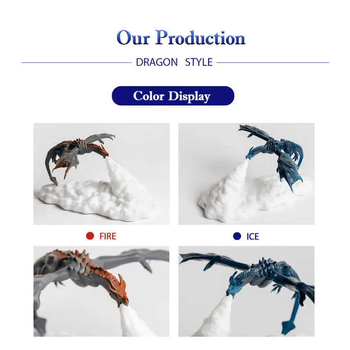Blue Ice Dragon 3D Printed LED Dragon Flame Night Light - Unique Decorative Lamp for Desk Bedroom & Gift Ideas - Home &