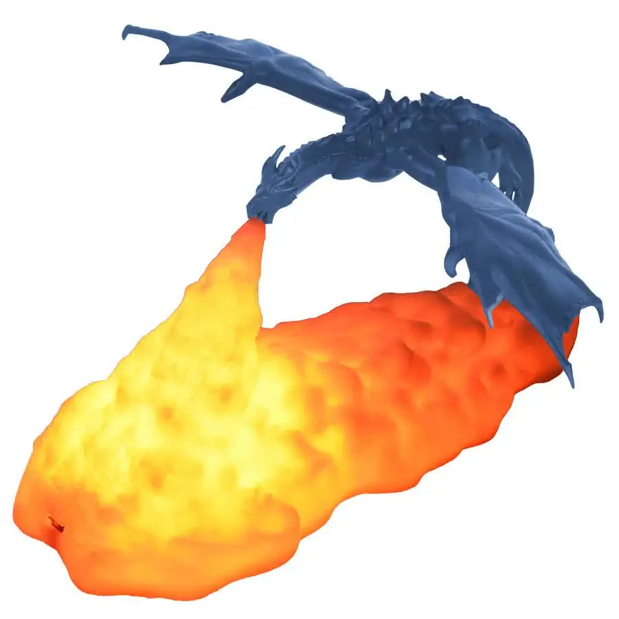 Blue Ice Dragon 3D Printed LED Dragon Flame Night Light - Unique Decorative Lamp for Desk Bedroom & Gift Ideas - Home &