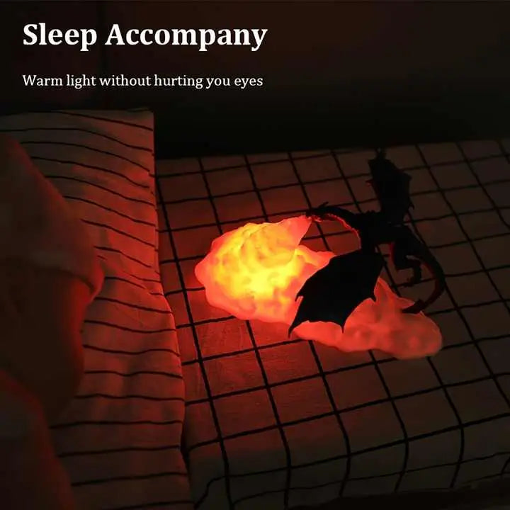Blue Ice Dragon 3D Printed LED Dragon Flame Night Light - Unique Decorative Lamp for Desk Bedroom & Gift Ideas - Home &