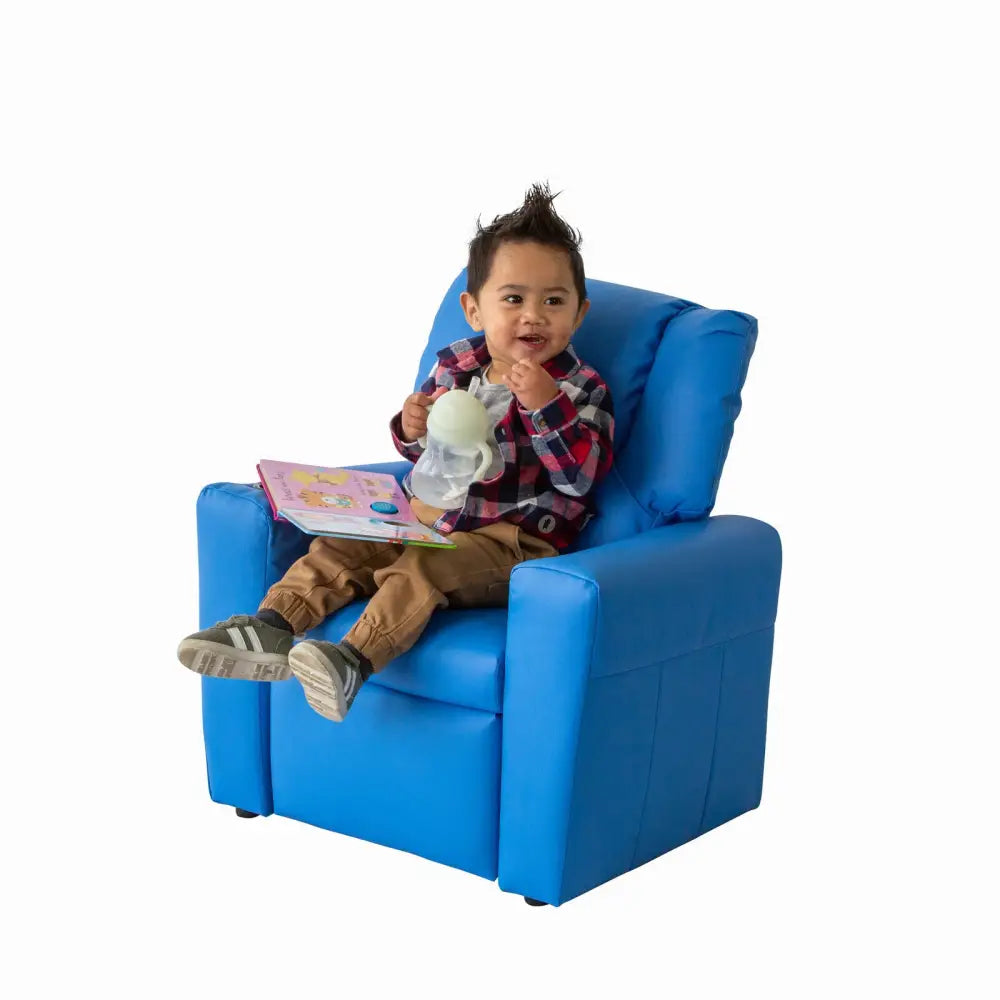 Blue Kids push back recliner chair with cup holder - Baby & Kids > Kid’s Furniture