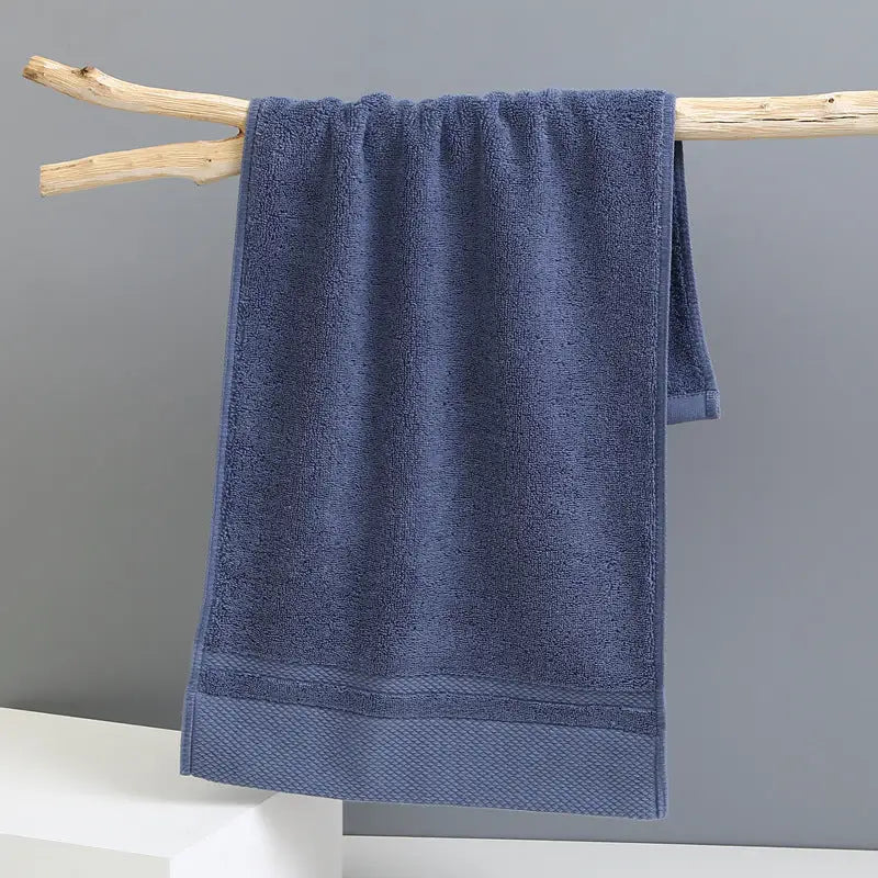 Blue Luxury 100% Cotton Face Towel Set - 3-Piece Thick & Absorbent Towels - Home & Garden > Bathroom Accessories > Bath
