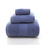 Blue Luxury 100% Cotton Towel Set - 3-Piece Combed Cotton Bath Towel Set - Home & Garden > Bathroom Accessories > Bath