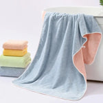 Blue-pink Oversized Double-Sided Coral Fleece Bath Towel | Soft and Absorbent Thick & Warm 70x140cm - Home & Garden >