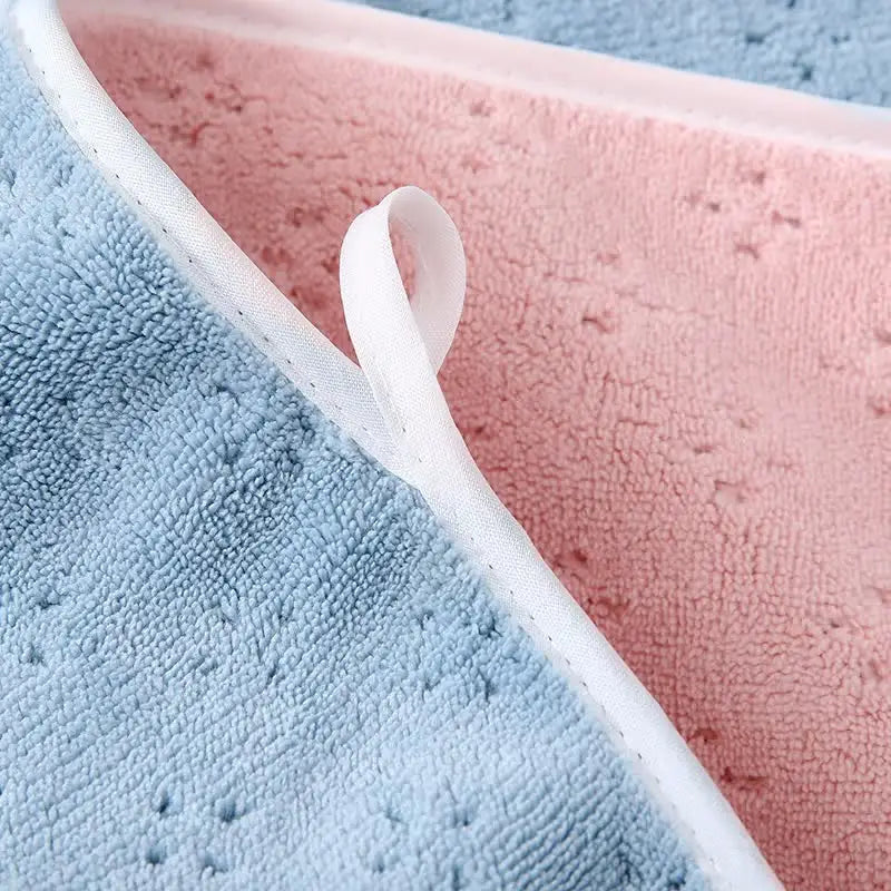 Blue-pink Oversized Double-Sided Coral Fleece Bath Towel | Soft and Absorbent Thick & Warm 70x140cm - Home & Garden >
