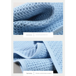 Blue Premium 3-Piece Waffle Weave Cotton Towel Set - Lightweight Quick-Dry & Absorbent - Bath Hand Face Cloth - Home &