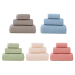 Blue Premium 3-Piece Waffle Weave Cotton Towel Set - Lightweight Quick-Dry & Absorbent - Bath Hand Face Cloth - Home &