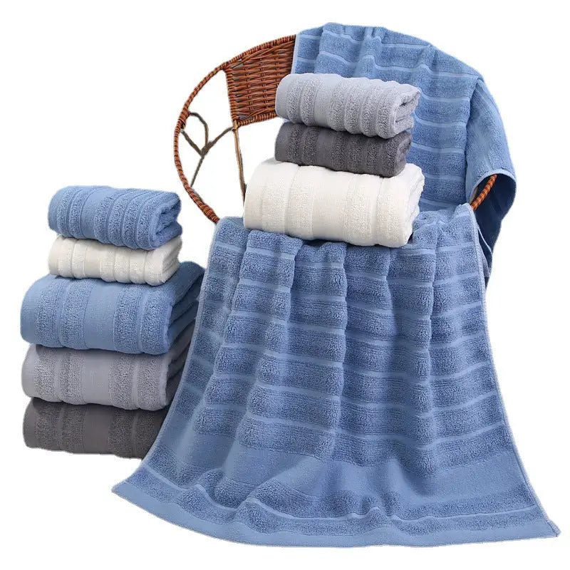 Blue Premium Soft Cotton Towels Set – Absorbent Quick-Dry Comfortable and Durable Available in Multiple Colors - Home &