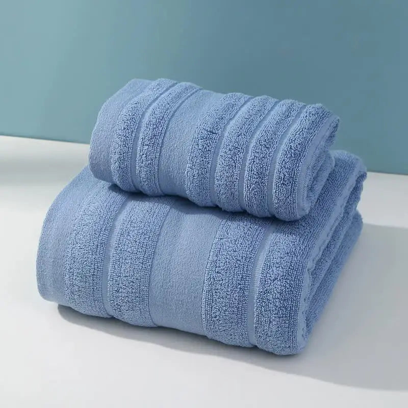 Blue Premium Soft Cotton Towels Set – Absorbent Quick-Dry Comfortable and Durable Available in Multiple Colors - Home &